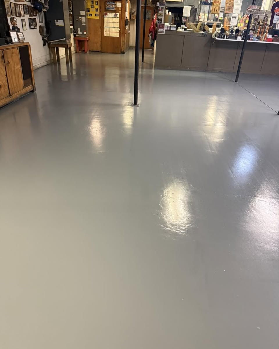 Solid gray epoxy concrete floor coating Flagstaff AZ